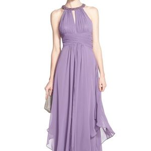 Eliza J Embellished Tiered Chiffon Halter, size 10